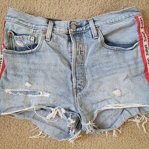 LEVI'S 501 logo stripe women's denim shorts size 30